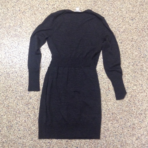 Gray merino wool wrap sweater dress Loft size M - Picture 5 of 6